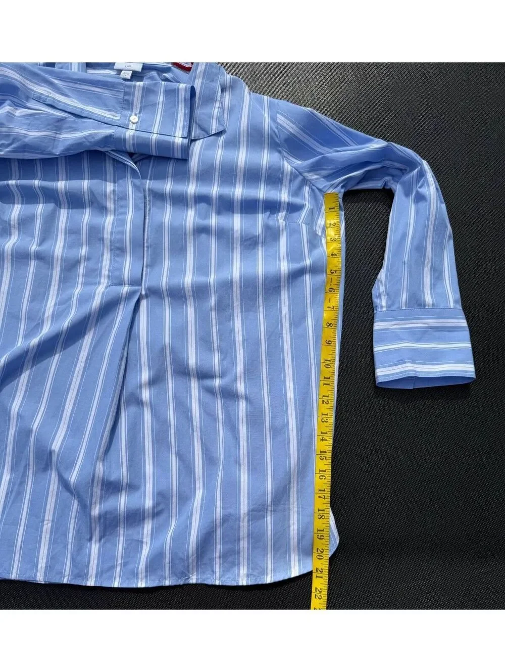J.Jill Women's XL Blue White Striped 100% Cotton Popover Tunic Long Sleeve - Picture 7 of 7
